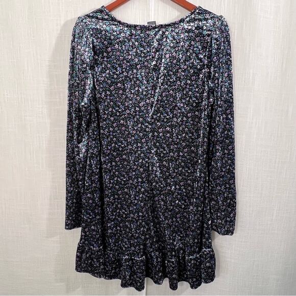Wild Fable Velvet Floral Long Sleeve Puff Shoulder Boho Dress Size L - Picture 11 of 15
